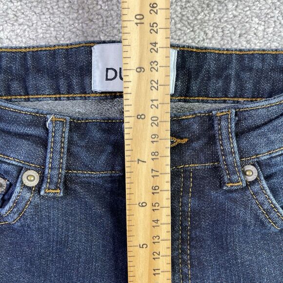 DU/ER Jeans Women’s 26X29 Blue Slim Straight Low Rise Dark Denim Stretch - Picture 10 of 13